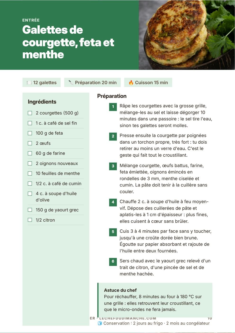 Une fiche recette