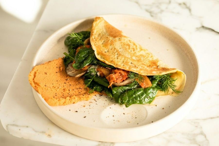 Omelette épinards et feta